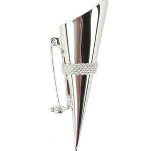 Victoria Lynn Silver Lapel Pin Vase, Silver Cone Brooch, new